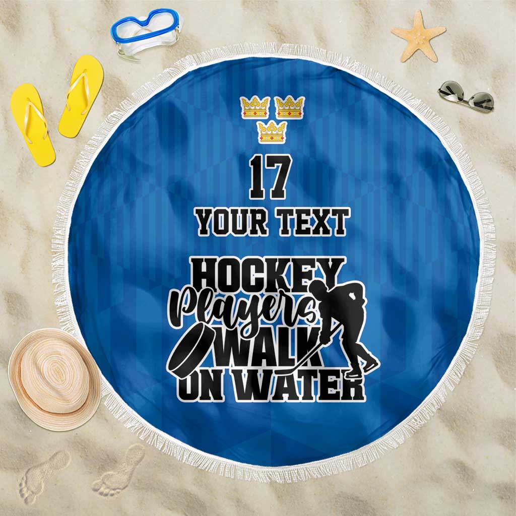 Custom Sweden Ice Hokey Go Champions Beach Blanket Blue Style