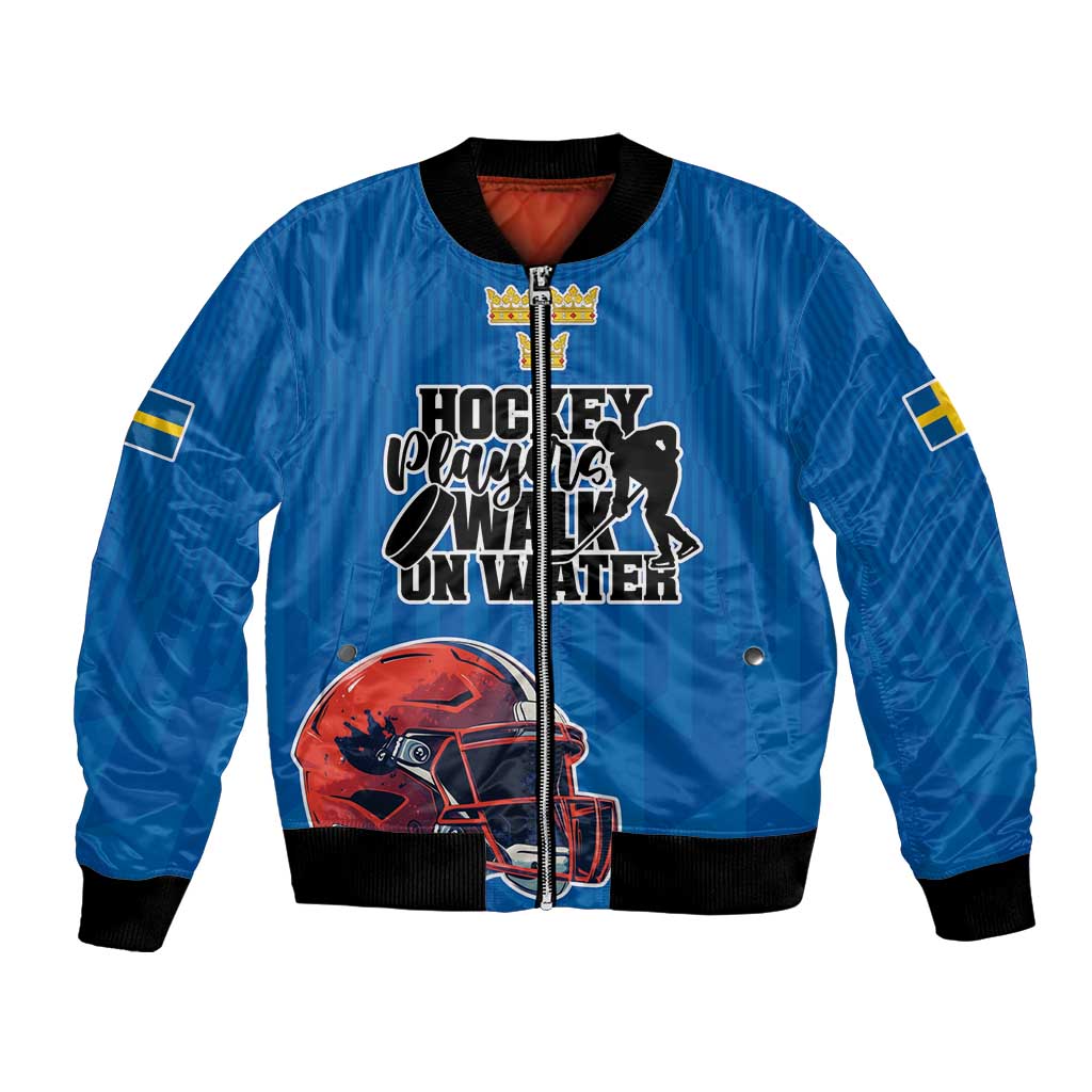 Custom Sweden Ice Hokey Go Champions Bomber Jacket Blue Style