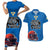 Custom Sweden Ice Hokey Go Champions Couples Matching Short Sleeve Bodycon Dress and Hawaiian Shirt Blue Style