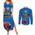 Custom Sweden Ice Hokey Go Champions Couples Matching Summer Maxi Dress and Long Sleeve Button Shirt Blue Style