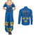 Custom Sweden Ice Hokey Go Champions Couples Matching Summer Maxi Dress and Long Sleeve Button Shirt Blue Style