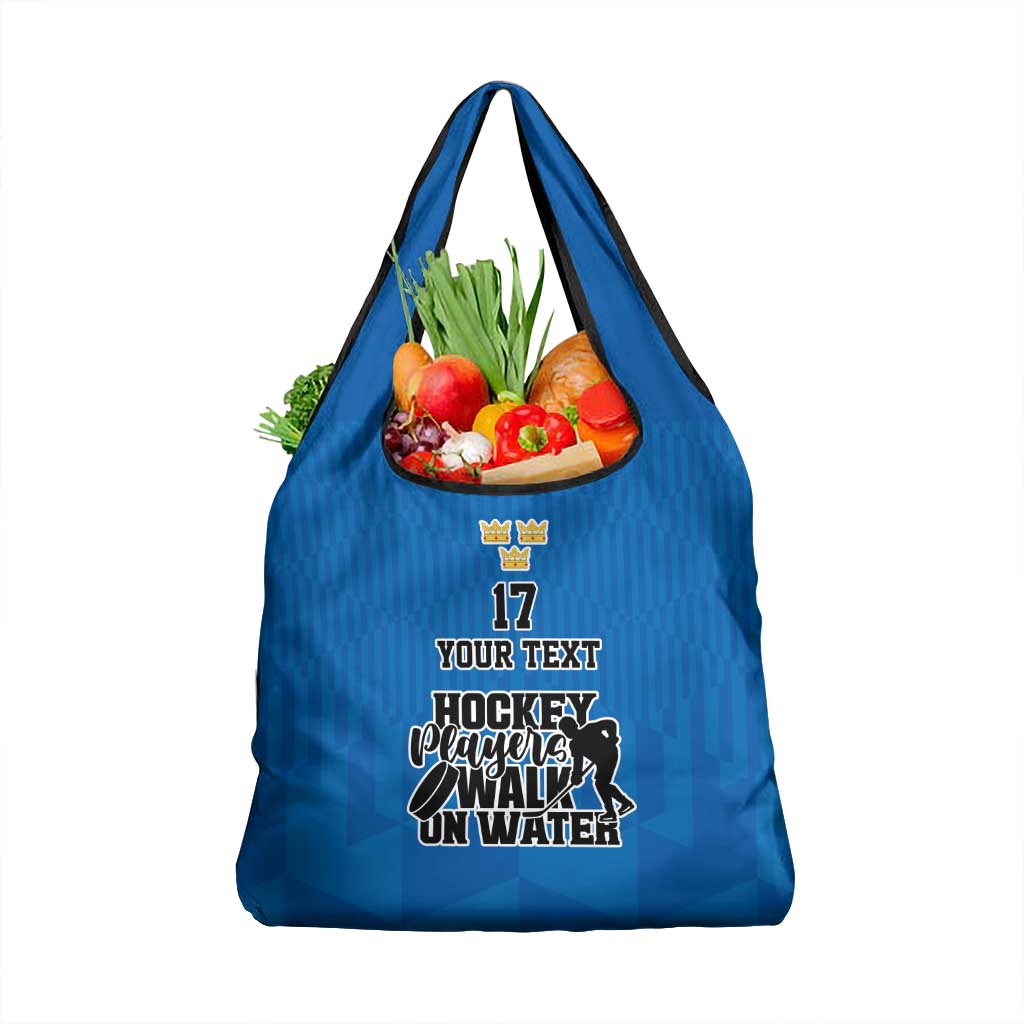 Custom Sweden Ice Hokey Go Champions Grocery Bag Blue Style