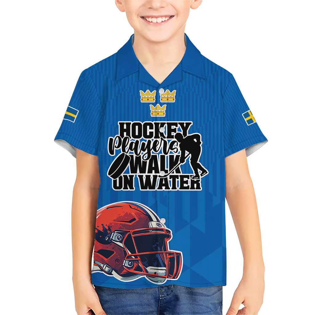 Custom Sweden Ice Hokey Go Champions Kid Hawaiian Shirt Blue Style