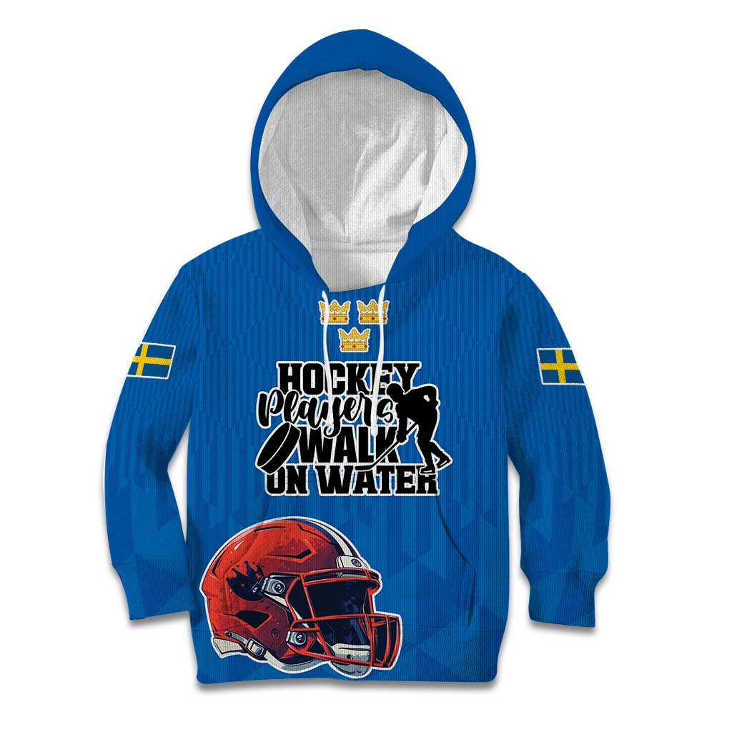 Custom Sweden Ice Hokey Go Champions Kid Hoodie Blue Style