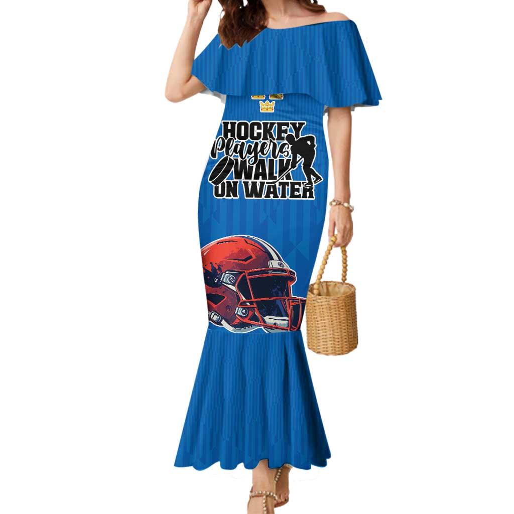 Custom Sweden Ice Hokey Go Champions Mermaid Dress Blue Style