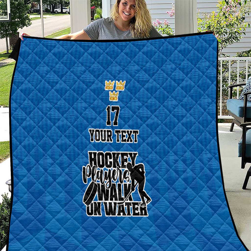 Custom Sweden Ice Hokey Go Champions Quilt Blue Style