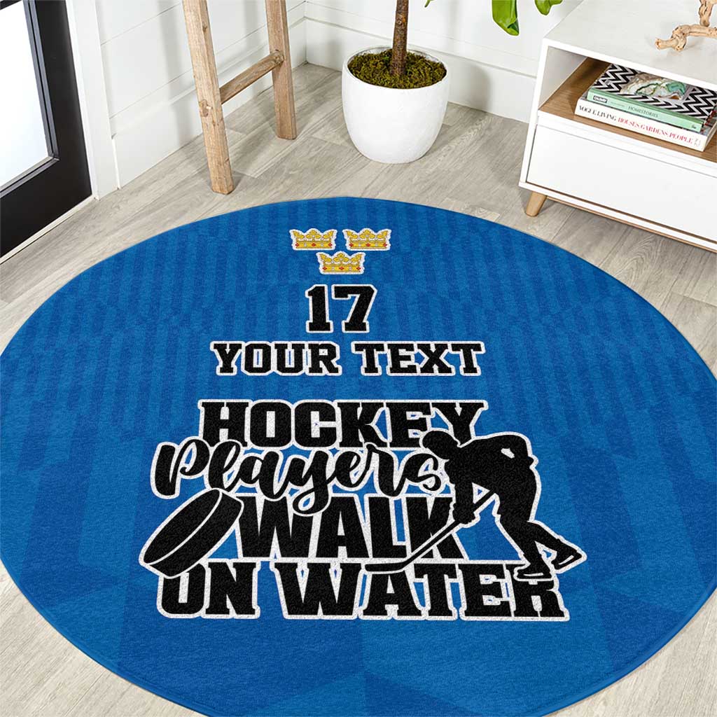 Custom Sweden Ice Hokey Go Champions Round Carpet Blue Style