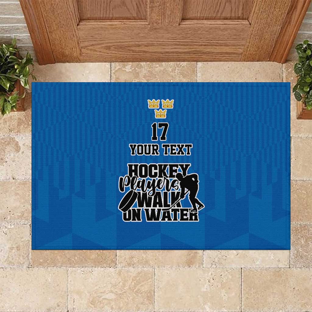 Custom Sweden Ice Hokey Go Champions Rubber Doormat Blue Style