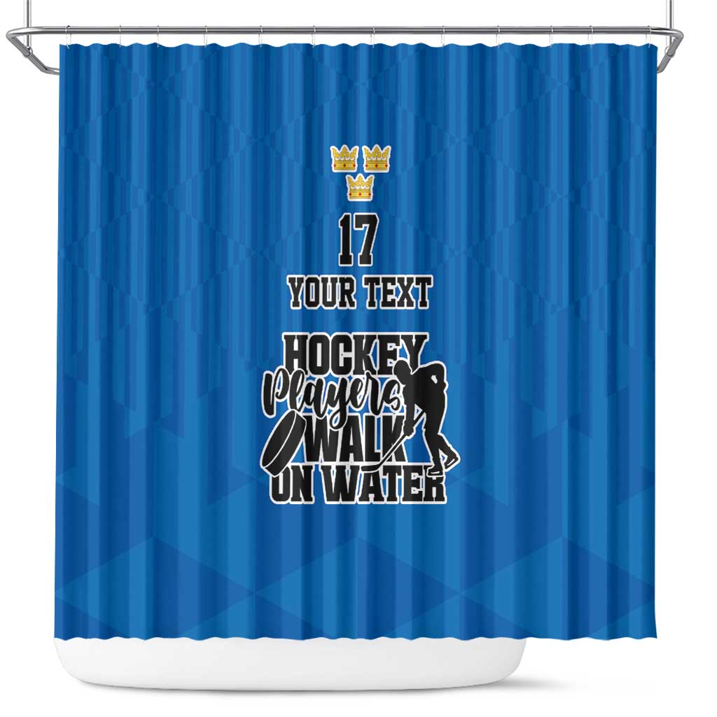 Custom Sweden Ice Hokey Go Champions Shower Curtain Blue Style