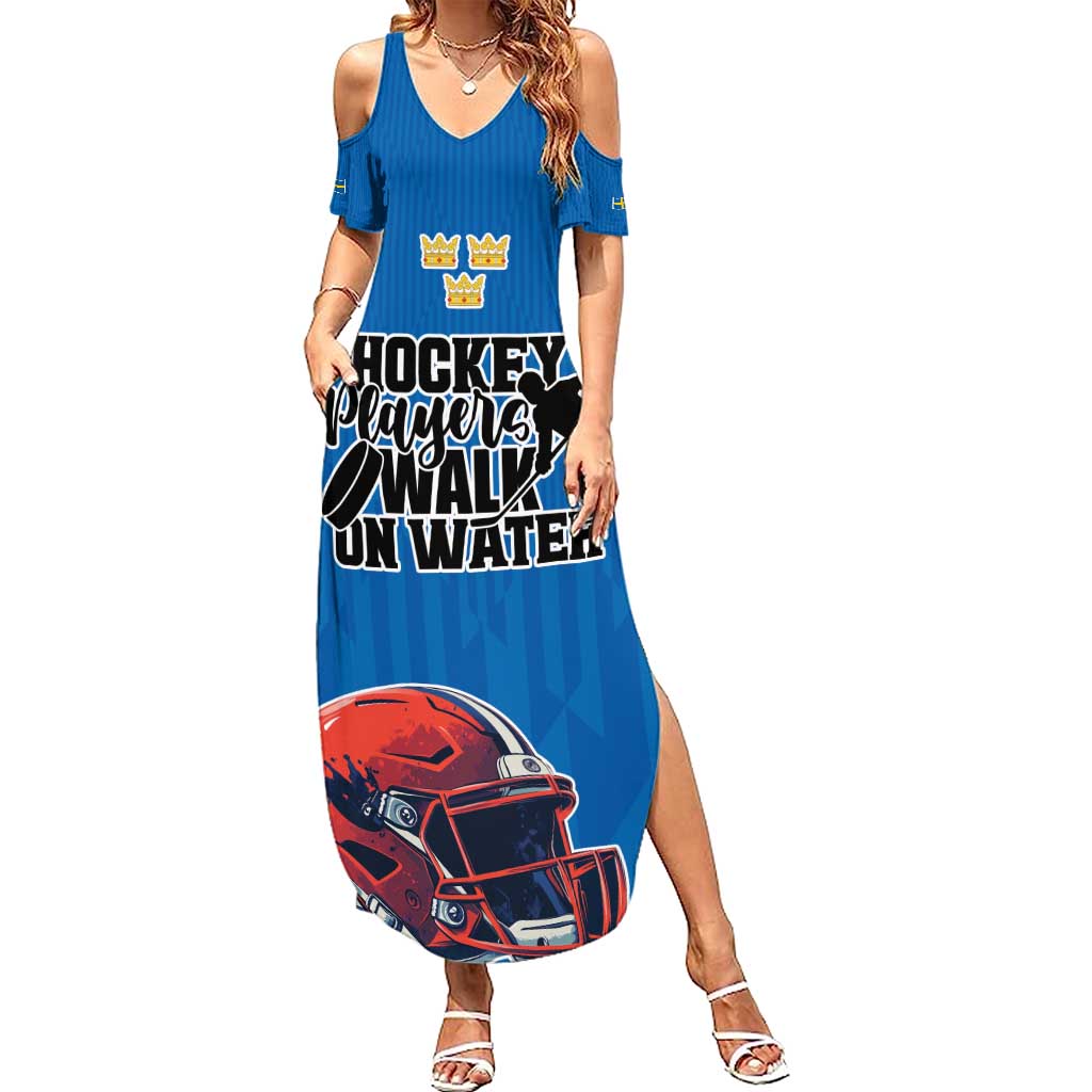 Custom Sweden Ice Hokey Go Champions Summer Maxi Dress Blue Style