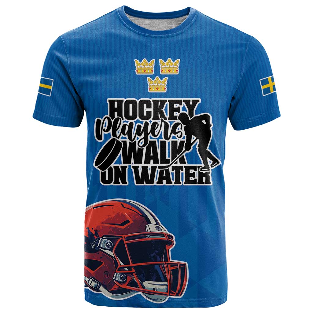 Custom Sweden Ice Hokey Go Champions T Shirt Blue Style