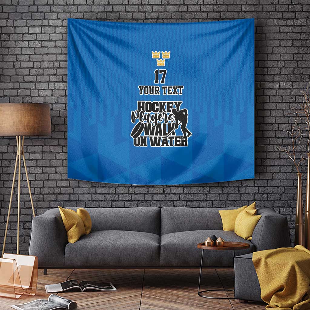 Custom Sweden Ice Hokey Go Champions Tapestry Blue Style