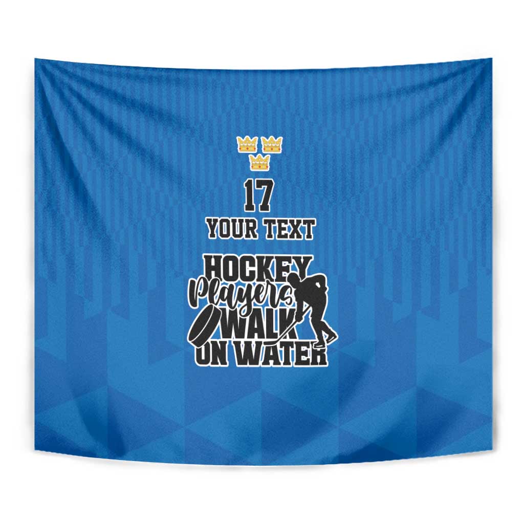 Custom Sweden Ice Hokey Go Champions Tapestry Blue Style
