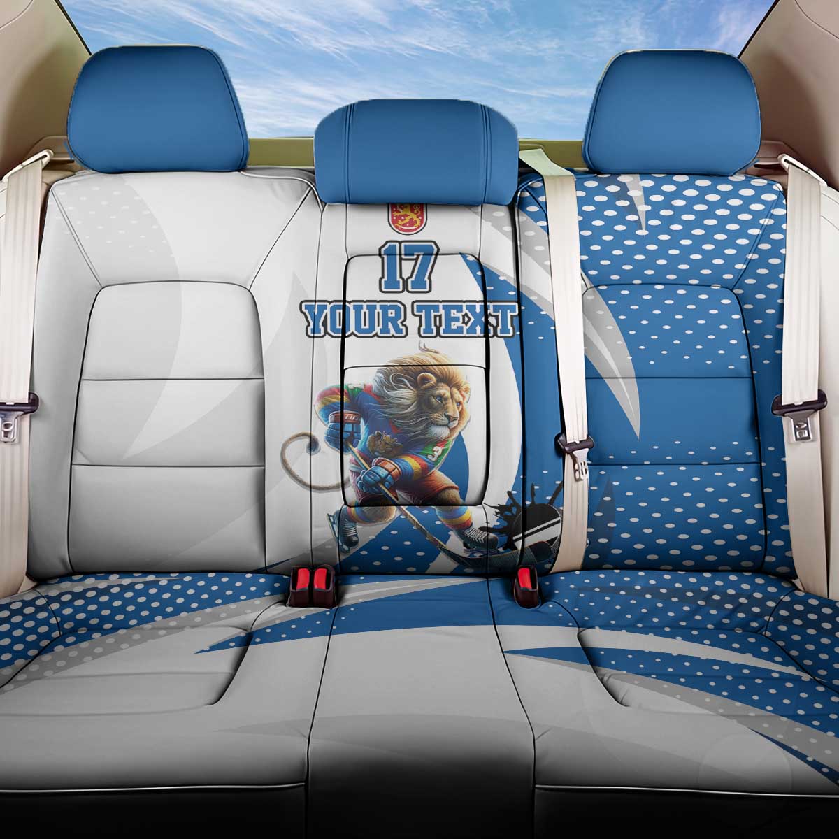 Custom Finland Ice Hockey Go Champions Back Car Seat Cover Suomi Leijonat Sporty Style