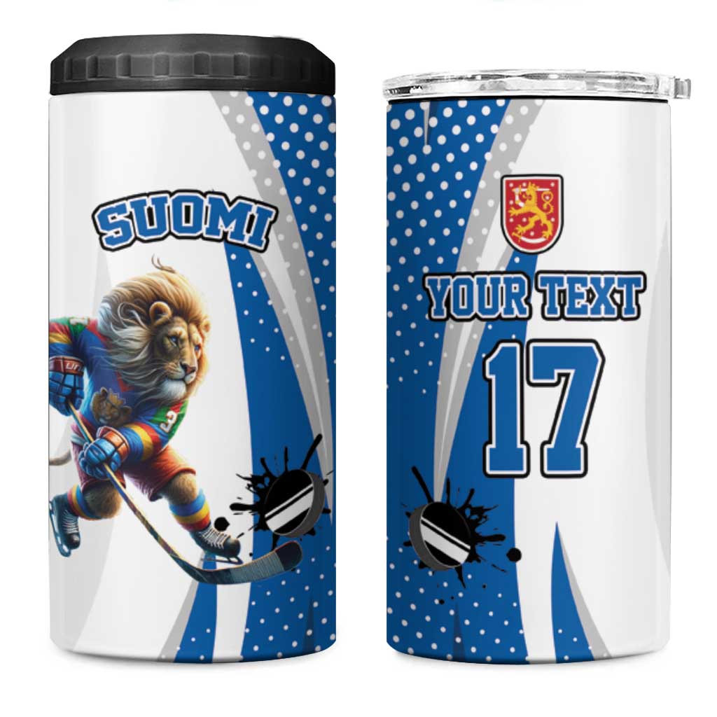 Custom Finland Ice Hockey Go Champions 4 in 1 Can Cooler Tumbler Suomi Leijonat Sporty Style