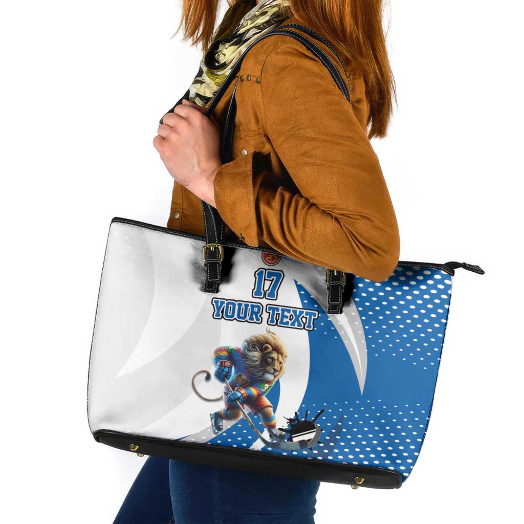 Custom Finland Ice Hockey Go Champions Leather Tote Bag Suomi Leijonat Sporty Style