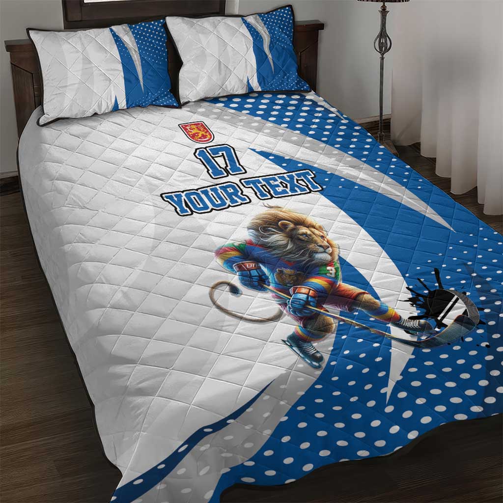 Custom Finland Ice Hockey Go Champions Quilt Bed Set Suomi Leijonat Sporty Style