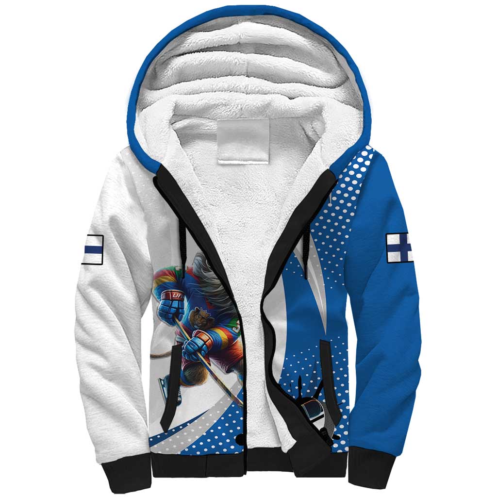 Custom Finland Ice Hockey Go Champions Sherpa Hoodie Suomi Leijonat Sporty Style