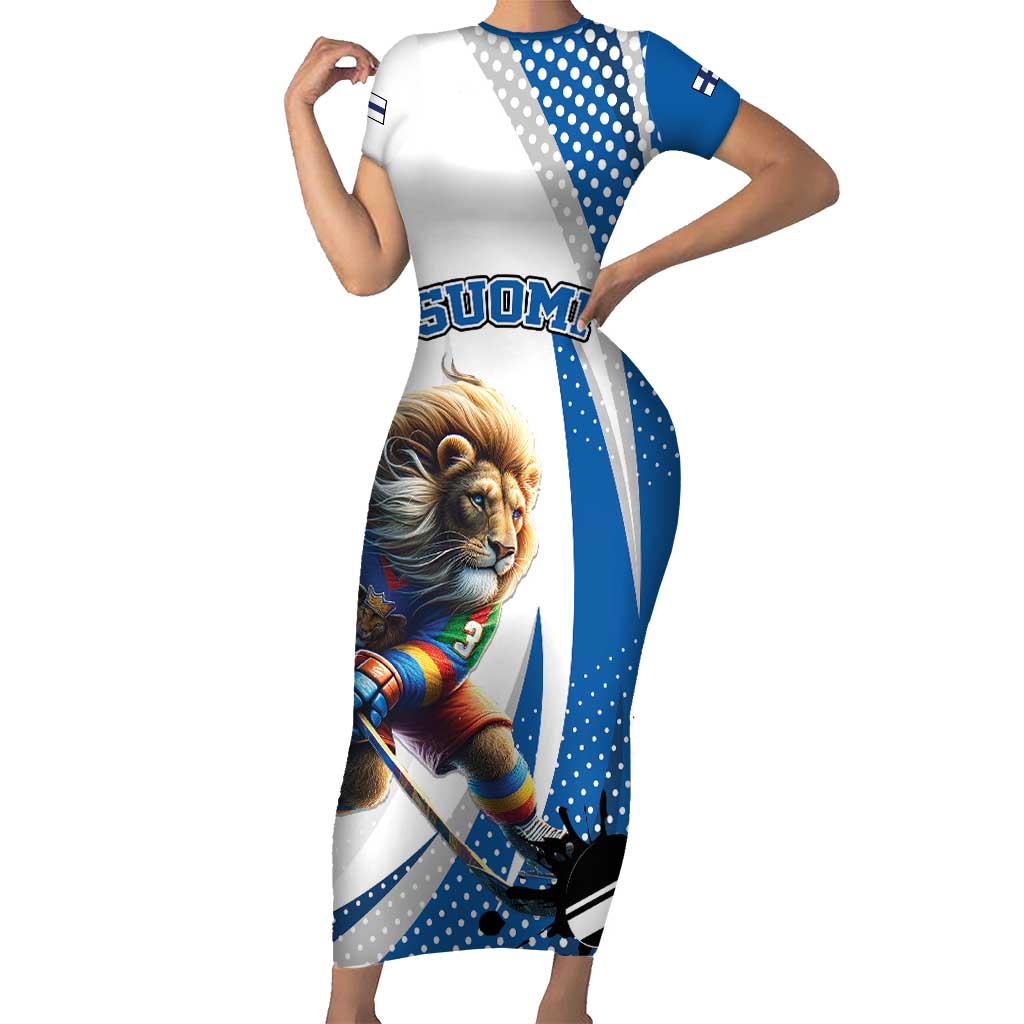 Custom Finland Ice Hockey Go Champions Short Sleeve Bodycon Dress Suomi Leijonat Sporty Style