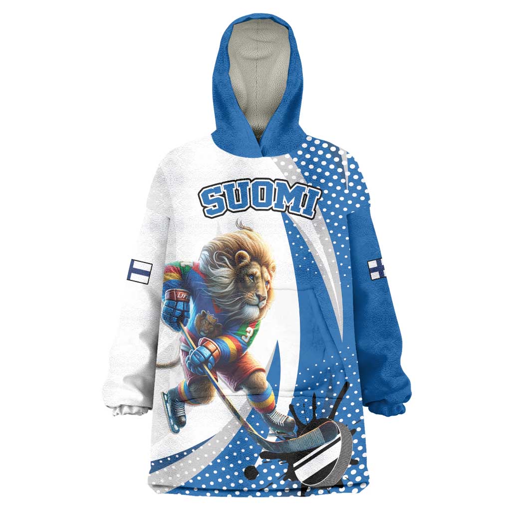 Custom Finland Ice Hockey Go Champions Wearable Blanket Hoodie Suomi Leijonat Sporty Style