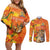 Personalized Netherlands Koninginnedag Couples Matching Off Shoulder Short Dress and Long Sleeve Button Shirt 30th April Lioness with Orange Tulip