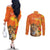 Personalized Netherlands Koninginnedag Couples Matching Off The Shoulder Long Sleeve Dress and Long Sleeve Button Shirt 30th April Lioness with Orange Tulip