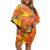 Personalized Netherlands Koninginnedag Off Shoulder Short Dress 30th April Lioness with Orange Tulip