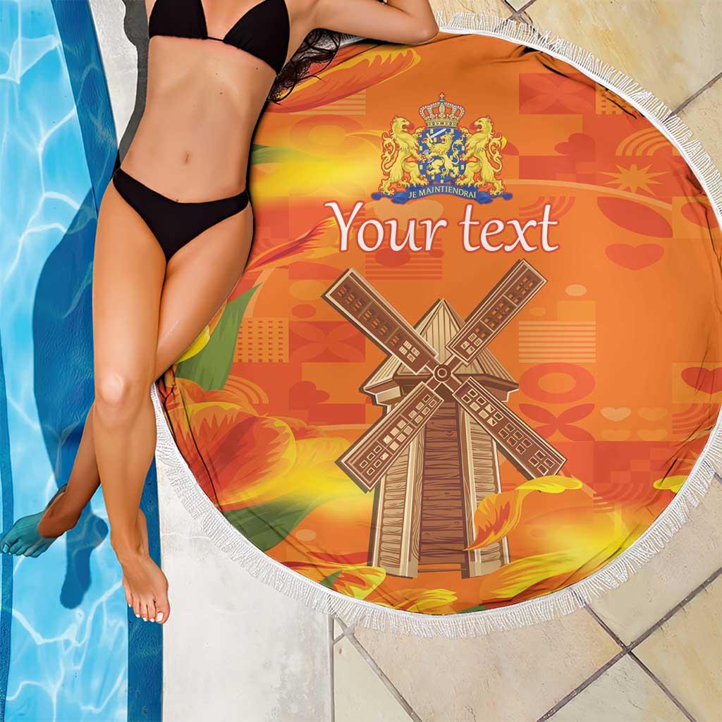 Personalized Netherlands Orange Tulip and Wildmill Beach Blanket