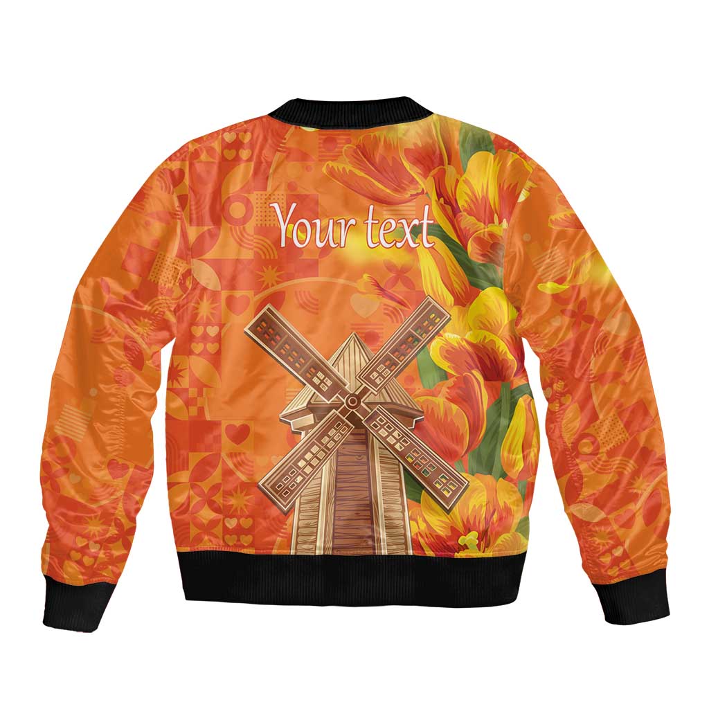 Personalized Netherlands Orange Tulip and Wildmill Bomber Jacket
