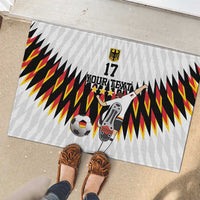 White rectangular football doormat with zigzag flag pattern, soccer ball art, and number 17
