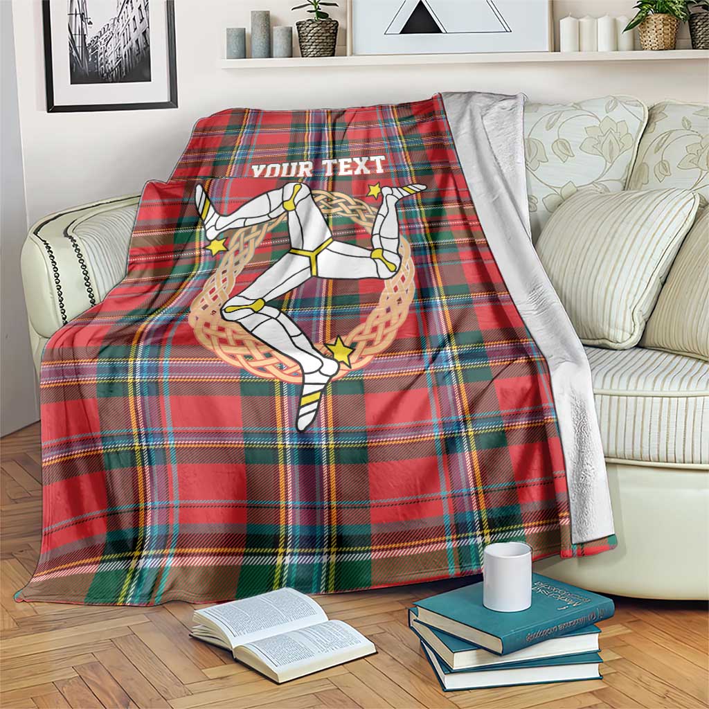 Personalized Isle of Man Triskelion Blanket Celtic Knots with Red Tartan