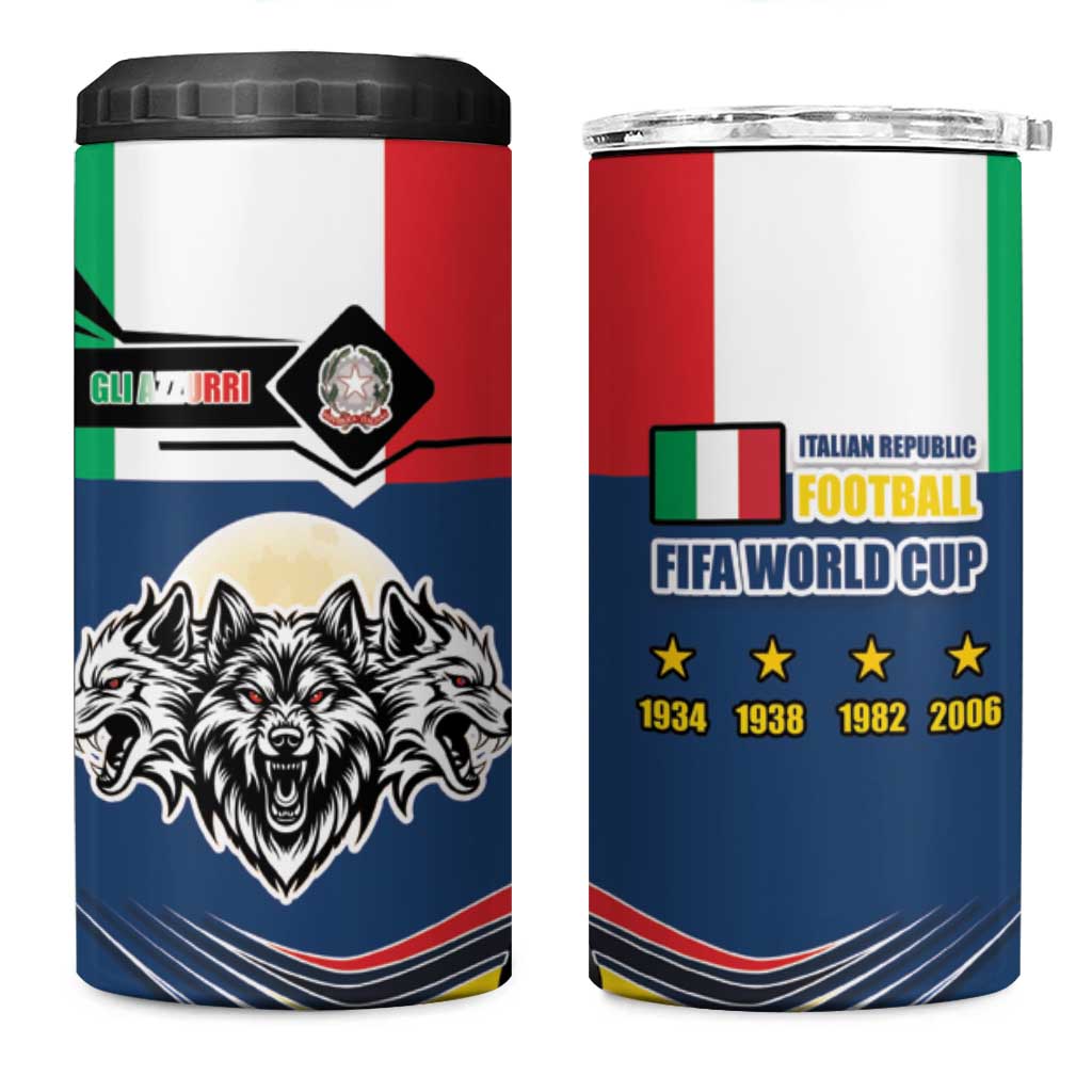 Italian Republic Football 4 in 1 Can Cooler Tumbler Gli Azzurri History Champion