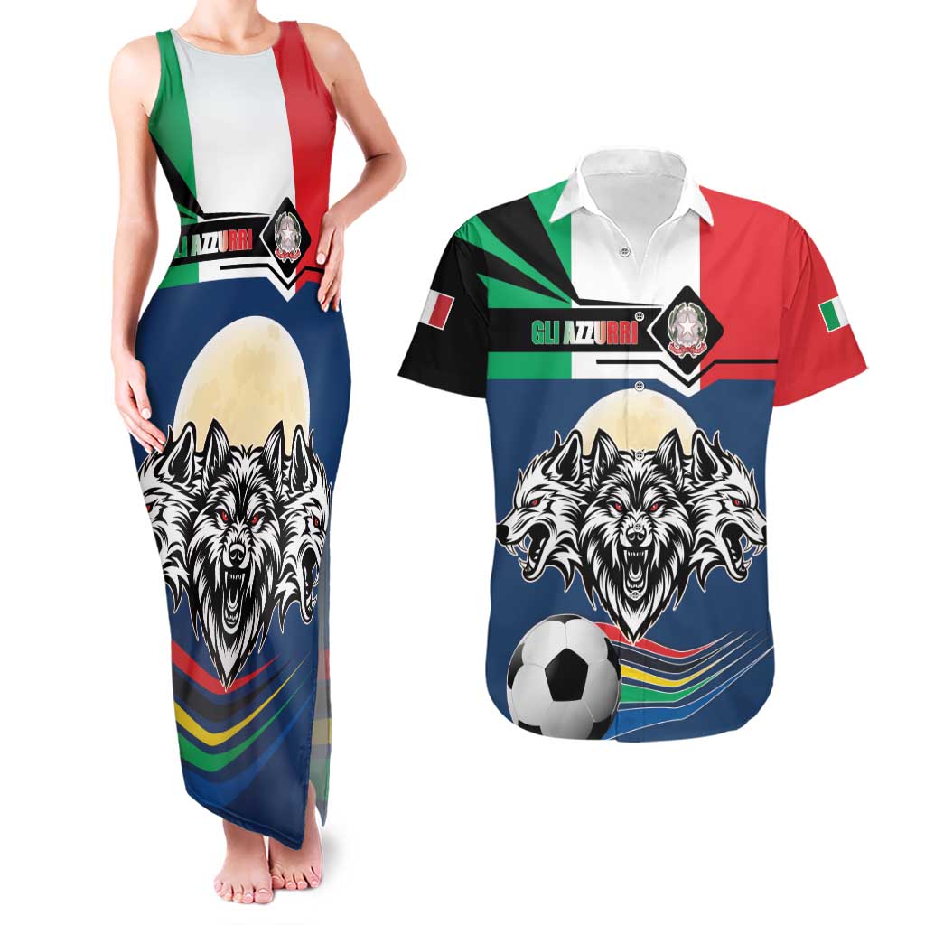 Italian Republic Football Couples Matching Tank Maxi Dress and Hawaiian Shirt Gli Azzurri History Champion