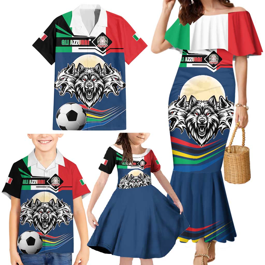 Italian Republic Football Family Matching Mermaid Dress and Hawaiian Shirt Gli Azzurri History Champion