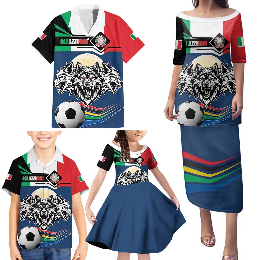 Italian Republic Football Family Matching Puletasi and Hawaiian Shirt Gli Azzurri History Champion