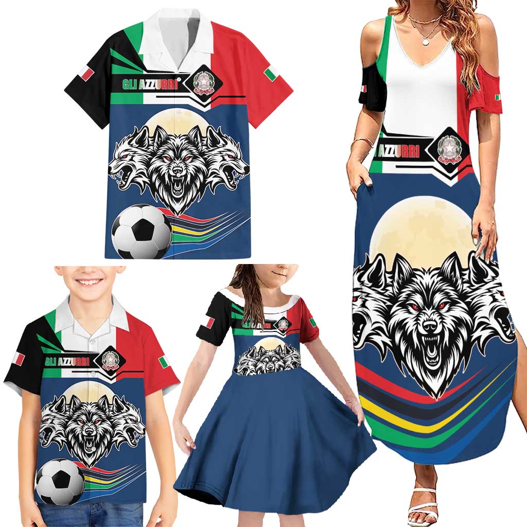 Italian Republic Football Family Matching Summer Maxi Dress and Hawaiian Shirt Gli Azzurri History Champion