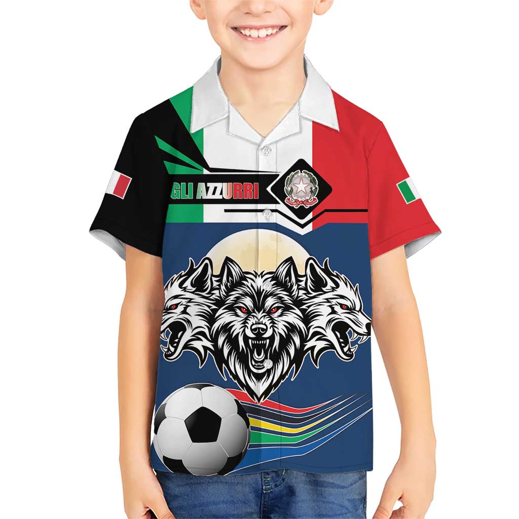 Italian Republic Football Kid Hawaiian Shirt Gli Azzurri History Champion