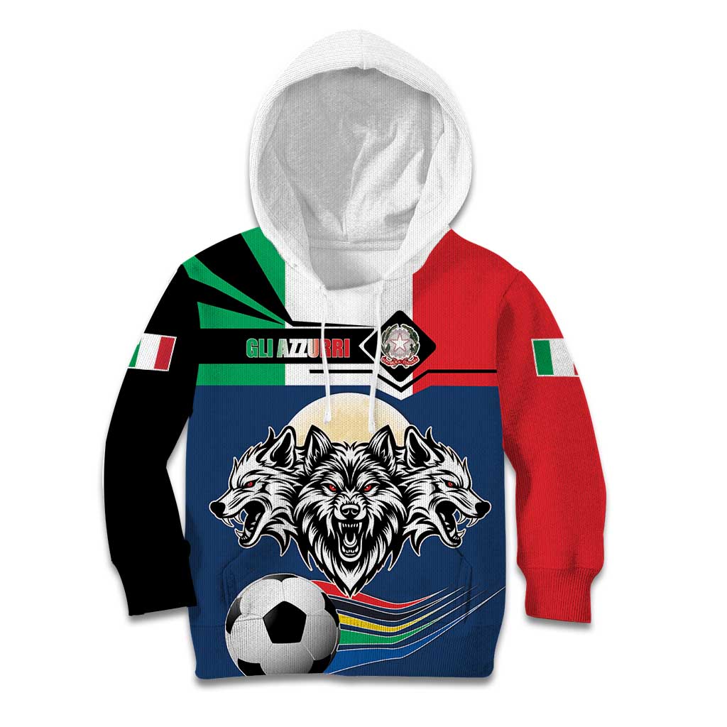 Italian Republic Football Kid Hoodie Gli Azzurri History Champion