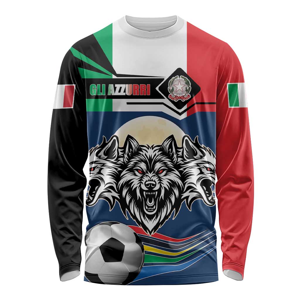 Italian Republic Football Long Sleeve Shirt Gli Azzurri History Champion