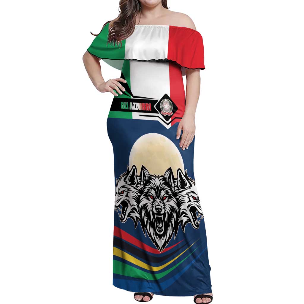 Italian Republic Football Off Shoulder Maxi Dress Gli Azzurri History Champion