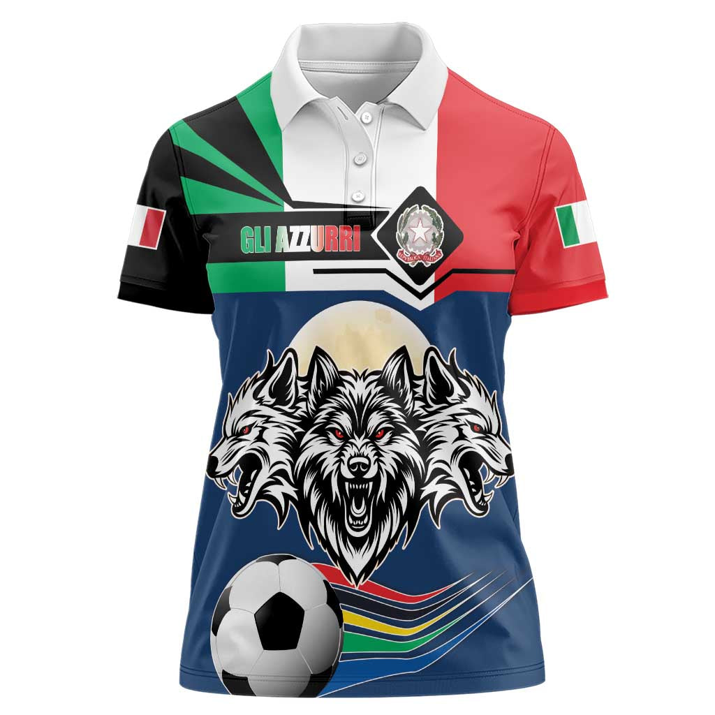 Italian Republic Football Women Polo Shirt Gli Azzurri History Champion