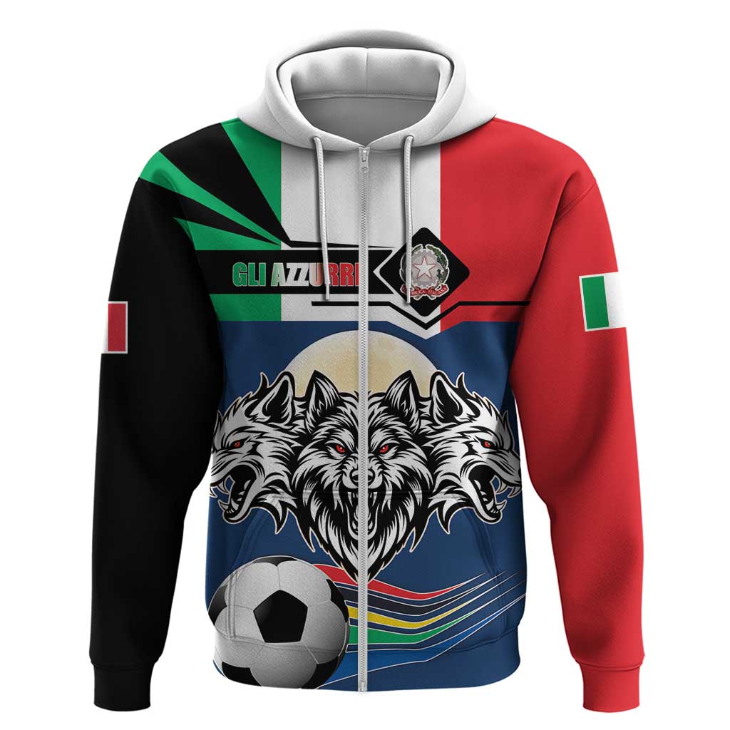 Italian Republic Football Zip Hoodie Gli Azzurri History Champion