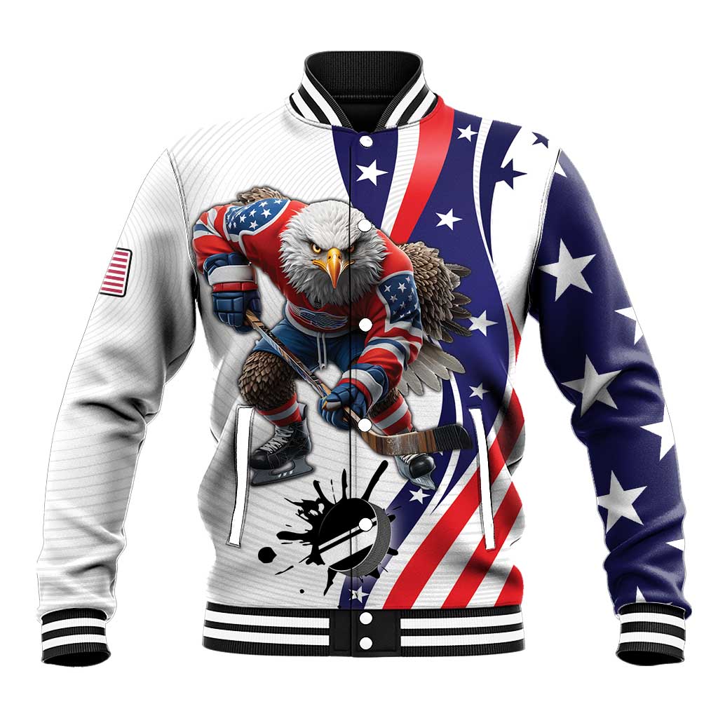 Custom United States Ice Hockey Go Champions Baseball Jacket Team USA Eagle Mascot Style