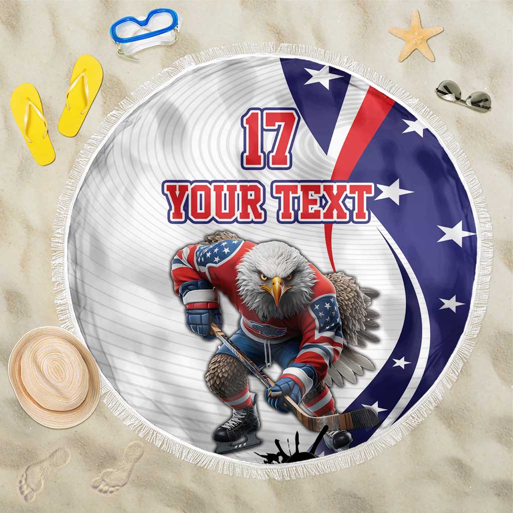 Custom United States Ice Hockey Go Champions Beach Blanket Team USA Eagle Mascot Style