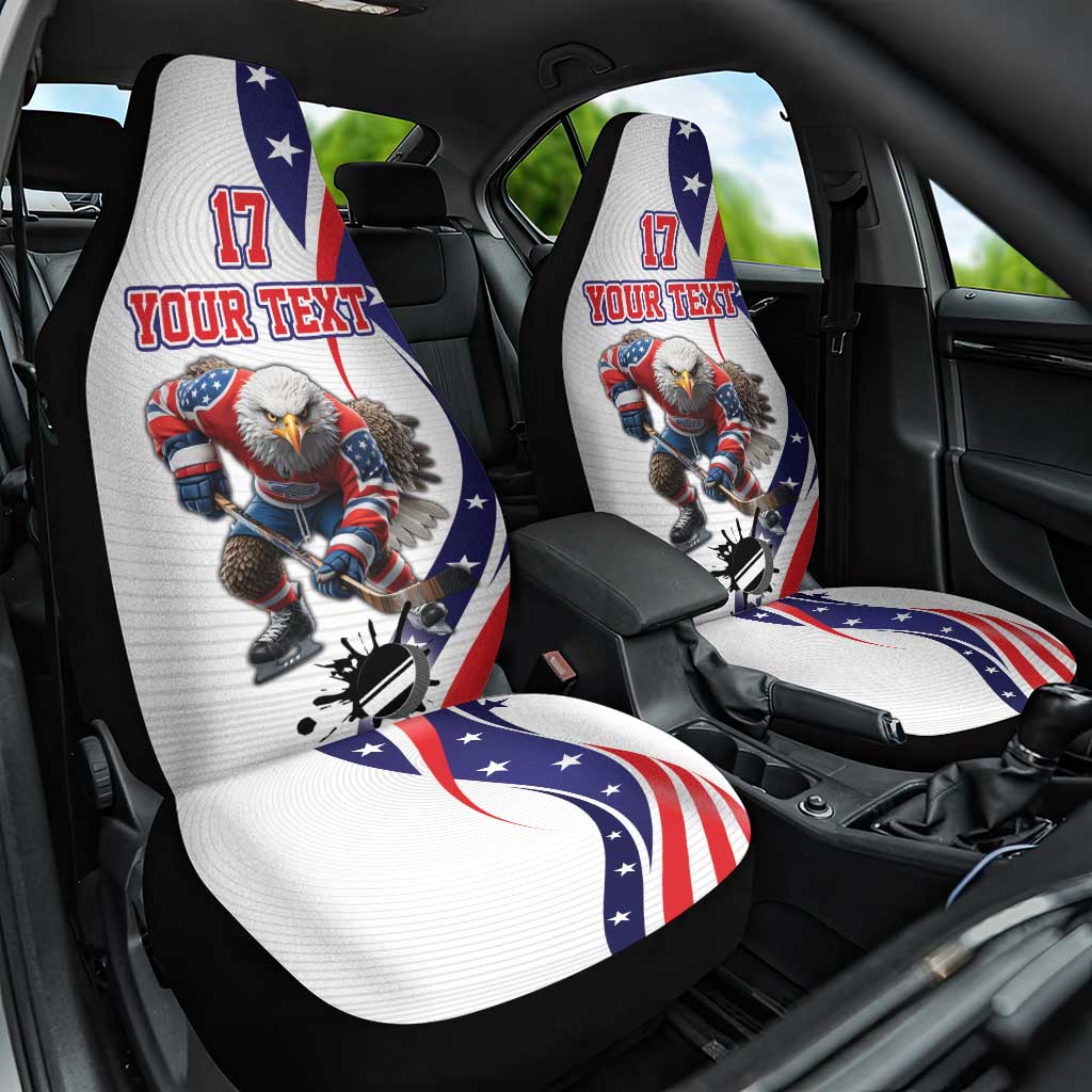 Custom United States Ice Hockey Go Champions Car Seat Cover Team USA Eagle Mascot Style