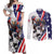 Custom United States Ice Hockey Go Champions Couples Matching Off Shoulder Maxi Dress and Long Sleeve Button Shirt Team USA Eagle Mascot Style