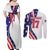 Custom United States Ice Hockey Go Champions Couples Matching Off Shoulder Maxi Dress and Long Sleeve Button Shirt Team USA Eagle Mascot Style