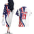 Custom United States Ice Hockey Go Champions Couples Matching Off The Shoulder Long Sleeve Dress and Hawaiian Shirt Team USA Eagle Mascot Style