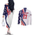 Custom United States Ice Hockey Go Champions Couples Matching Off The Shoulder Long Sleeve Dress and Long Sleeve Button Shirt Team USA Eagle Mascot Style