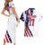 Custom United States Ice Hockey Go Champions Couples Matching Short Sleeve Bodycon Dress and Hawaiian Shirt Team USA Eagle Mascot Style